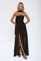 Formal Event Strapless Maxi Dress Black