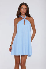 Kiss Energy Halter Mini Dress Blue