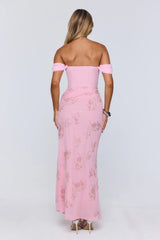 Pretty Glow Up Off Shoulder Maxi Dress Pink