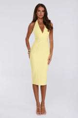 Not Your Girl Bandage Midi Dress Yellow