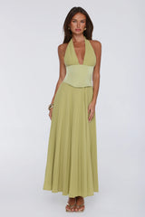 The Secret Waltz Halter Maxi Dress Lime