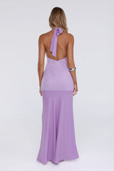 Champagne At Dusk Halter Maxi Dress Purple