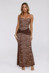 Pretty Clubhouse Lace Maxi Dress Brown