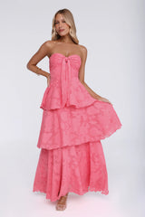 Unmatched Style Strapless Maxi Dress Coral