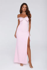 Ethereal Lace Off Shoulder Maxi Dress Blush