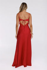 Twilight Luxe Hour Satin Maxi Dress Red