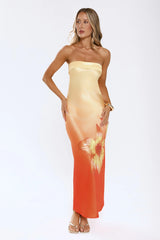 Blazing Glow Strapless Maxi Dress Yellow