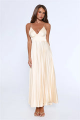 Elegance Found Pleated Maxi Dress Yellow