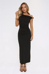 Chic Dreams Await Off Shoulder Maxi Dress Black