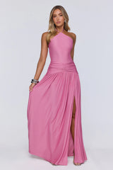 Spark Of Sophistication Halter Maxi Dress Pink