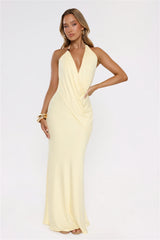 Catch Me Glowing Halter Maxi Dress Yellow