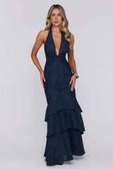 Take The Chance Halter Maxi Dress Navy