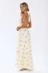 Sweet Reverie Halter Maxi Dress Yellow
