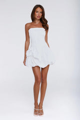 Untamed Paradise Strapless Bubble Mini Dress White