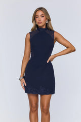 Made To Be Noticed Lace Mini Dress Navy