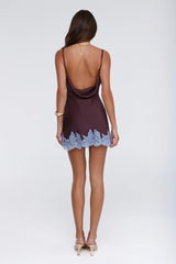 Evening Glow Satin Mini Dress Wine