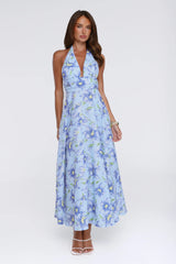 Doll Season Halter Maxi Dress Blue