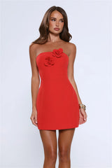 Viva La Vibes Strapless Mini Dress Red