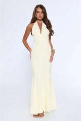 Vibe Dazzle Halter Maxi Dress Yellow