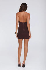 Twilight Desire Halter Mini Dress Chocolate