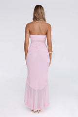 Spark Soirée Strapless Mesh Maxi Dress Blush