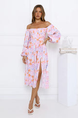 Floral Dream Puff Sleeve Midi Dress Multi