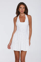 Confetti Hour Halter Mini Dress White