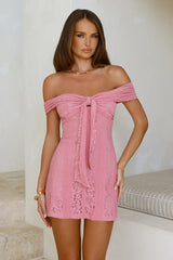Night Moves Only Off Shoulder Mini Dress Rose