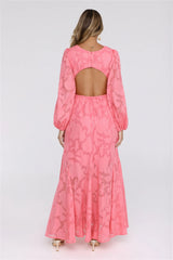 Glow Blossom Long Sleeve Maxi Dress Coral