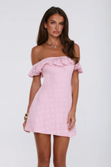 Darling Pop Off Shoulder Mini Dress Pink
