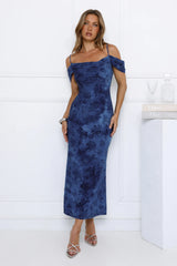 Mireille Off Shoulder Maxi Dress Blue