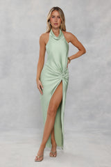 Like A Trendsetter Halter Maxi Dress Sage