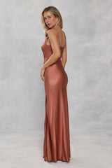 The Evelina Satin Maxi Dress Bronze