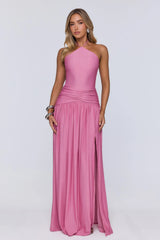 Spark Of Sophistication Halter Maxi Dress Pink