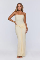 Gentle Statement Mesh Strapless Maxi Dress Yellow