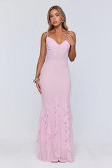 Softly Twirling Mesh Maxi Dress Pink