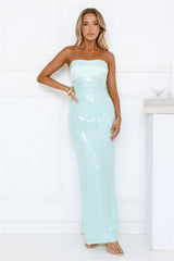 Saltwater Siren Strapless Sequin Maxi Dress Mint