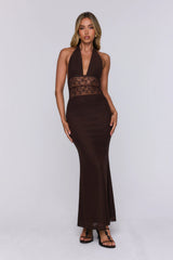 Just A Crush Halter Maxi Dress Brown