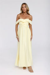 Sand Twirl Off Shoulder Maxi Dress Yellow