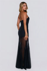 Dewkissed Bloom Strapless Maxi Dress Black