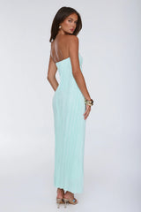 The Pretty Way Plisse Strapless Maxi Dress Aqua