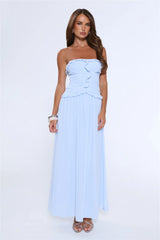 Hour Whispers Strapless Maxi Dress Blue