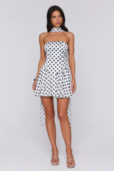 Twirl In Dots Polka Dot Mini Dress White