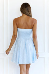 Sweetheart Strapless Textured Mini Dress Blue