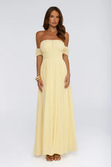 Ocean Aura Off Shoulder Maxi Dress Yellow