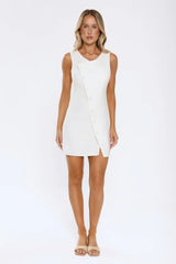 Beachside Beauty Linen Blend Mini Dress White