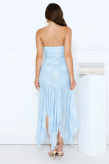 City Edge Strapless Mesh Maxi Dress Blue