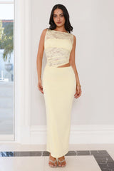 Styled Signed Delivered Lace Maxi Dress Yellow