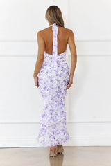 Flirty Blooms Halter Maxi Dress Purple