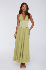 The Secret Waltz Halter Maxi Dress Lime